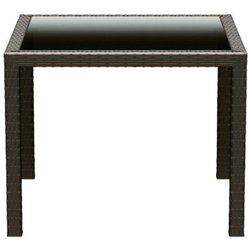 Isp870-br Miami Resin Wickerlook Square Dining Table Brown 37 Inch