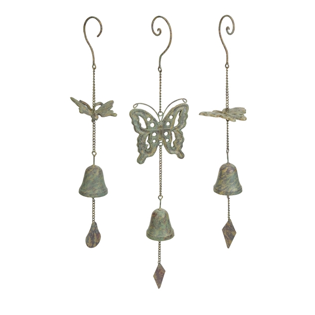 Home Decor Improvements 84455-3 Nalia Cast Iron Butterfly Wind Chimes - Set of 3