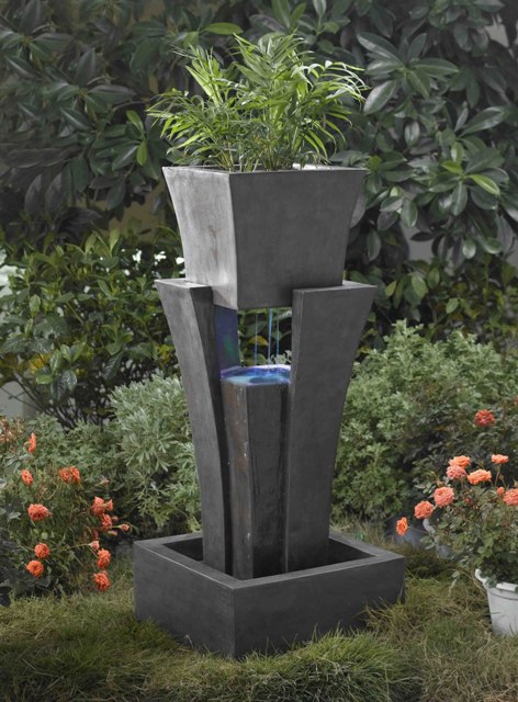Fcl048 Raining Water Fountain With Planter With Led Light