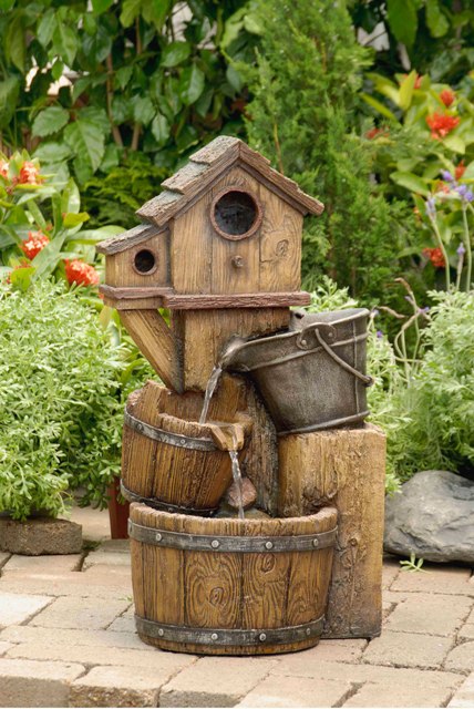 Fcl054 Bird House Outdoor Water Fountain Without Light