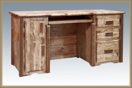 Mwhcdpsl Homestead Collection Desk, Computer, 3 Drawers, Tower Slideout Stained And Lacquered