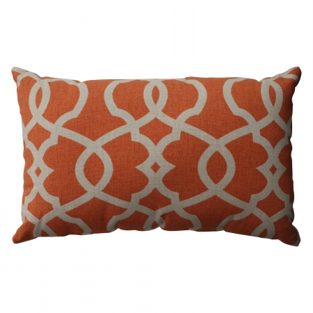 Lattice Damask Tangerine Rectangular Throw Pillow - Coral-beige