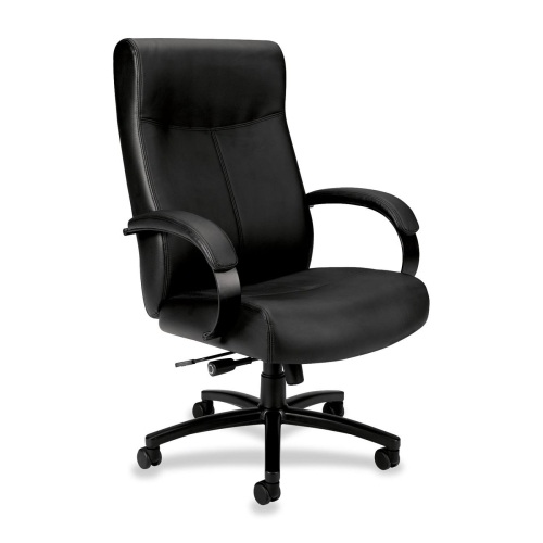 High- Back Chair, 28 In. X 31.75 In. X 45.25 In., Leather- Black