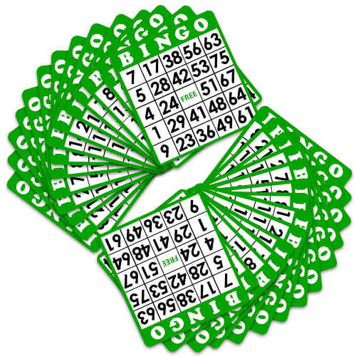 Gbin-205 100 Pack Of Green Bingo Cards With Jumbo Numbers
