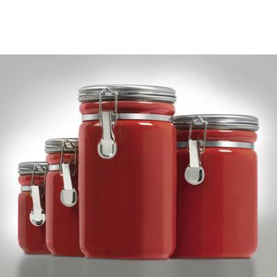 03923red 4pc Red Ceramic Canister Set
