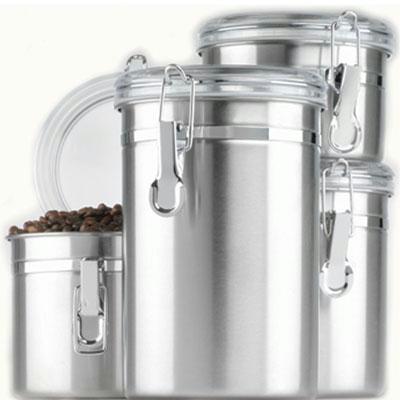 4pc Ss Canister Set Clear Lids