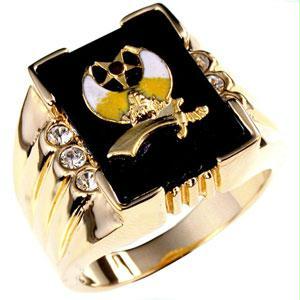 3 Stone Shriners Mens Ring, size : 13