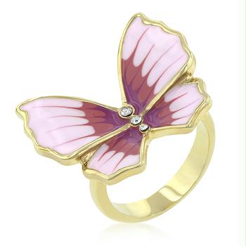 Butterfly 3-Stone Ring, <b>Size :</b> 08