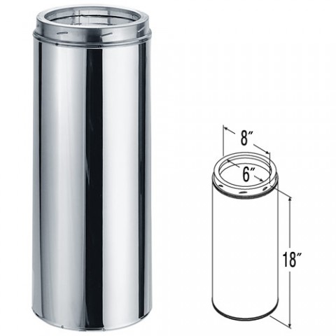 9404 6'' X 18'' Duratech Stainless Steel Chimney Pipe