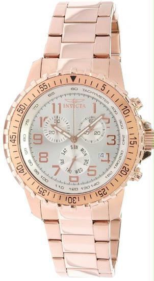 11368 Mens Rose Gold Tone Stainless Steel Case And Bracelet Chronograph Silver Dial Date Display Watch
