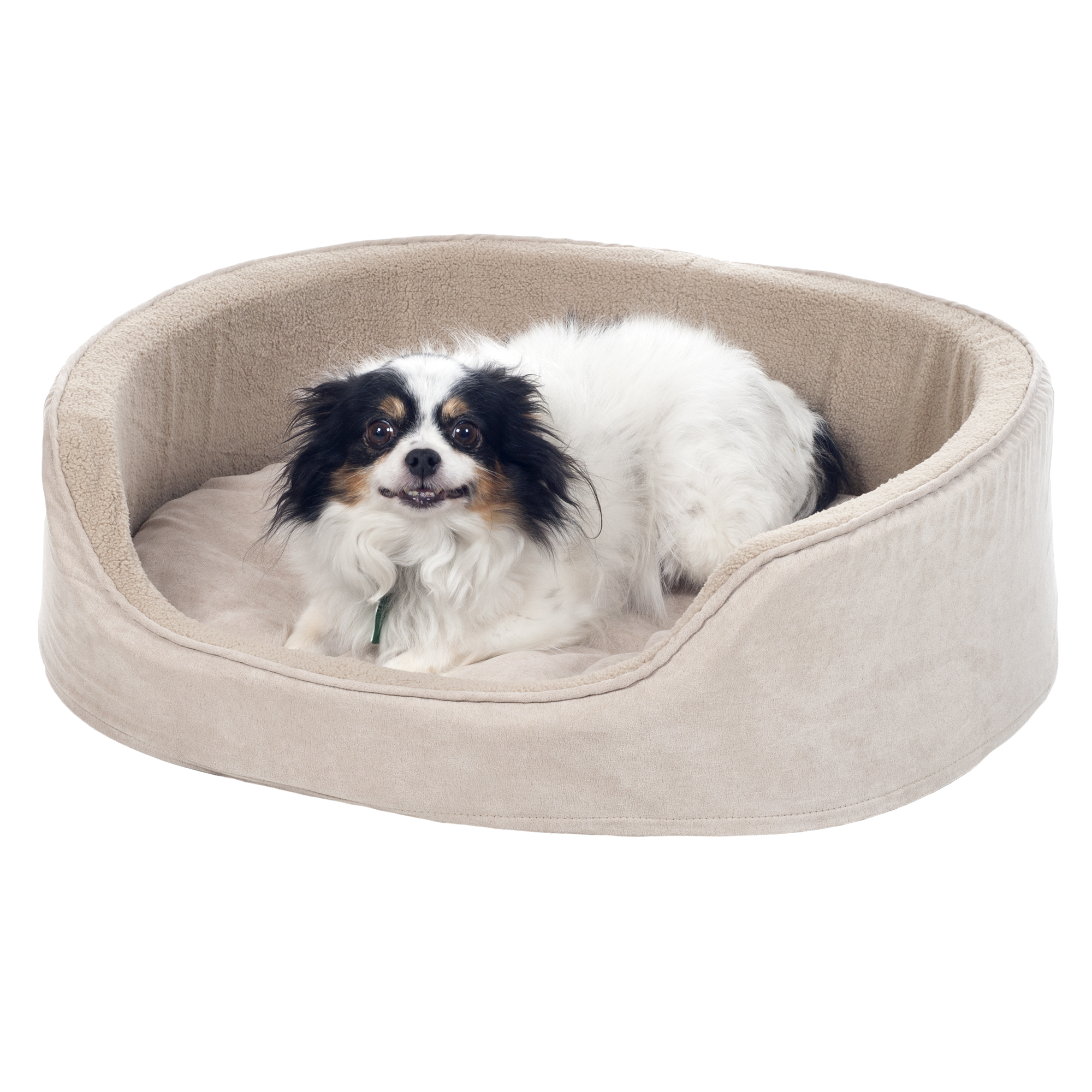 Paw Cuddle Round Suede Terry Pet Bed - Clay - Medium