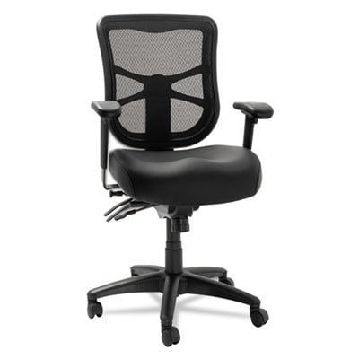 Alera El4215 Elusion Series Mesh Mid-back Multifunction Chair, Black Leather