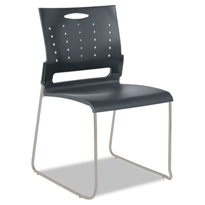 Alera Sc6546 Continental Series Perforated Back Stacking Chairs, Charcoal Gray, 4-carton