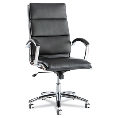 Alera Nr4119 Neratoli High-back Swivel-tilt Chair, Black Soft-touch Leather, Chrome Frame