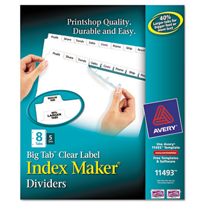 11493 Index Maker With Big Tab, 11x8.5, 8-tab, White, 5 Sets-pack