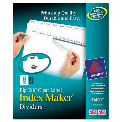 11491 Index Maker With Big Tab, 11x8.5, 8-tab, White