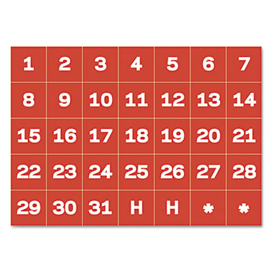 Bi-silque Visual Communication Products Fm1209 Calendar Magnetic Tape, Calendar Dates, Red-white, 1 In. X 1 In.
