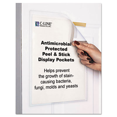C-line 36911bndl3pk Antimicrobial Peel And Stick Display Pockets, 8.5 X 11, 10-pack
