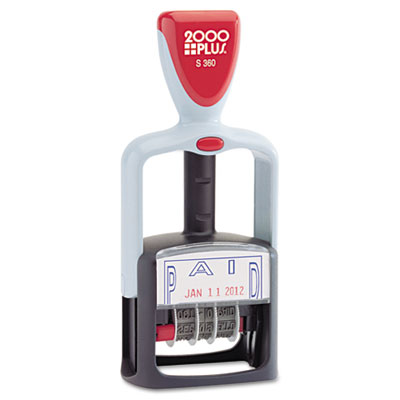Consolidated Stamp 011033 2000 Plus Two-color Word Dater, Paid, Self-inking
