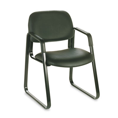 Safco 7047bv Cava Collection Sled Base Guest Chair, Black Vinyl