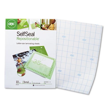 3747410 Selfseal Repositionable Laminating Sheets, 3mm., 9 X 12, 10-pack
