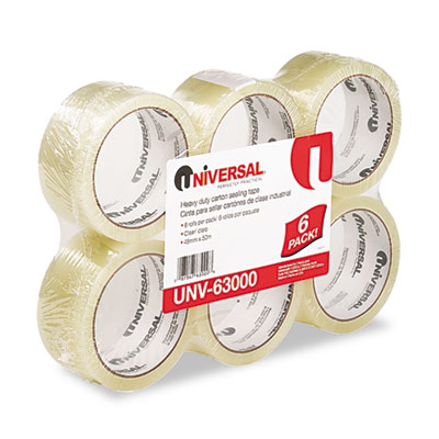63000 Box Sealing Tape, 2 In. X 55 Yards, 3 In. Core, Clear, 6-pack