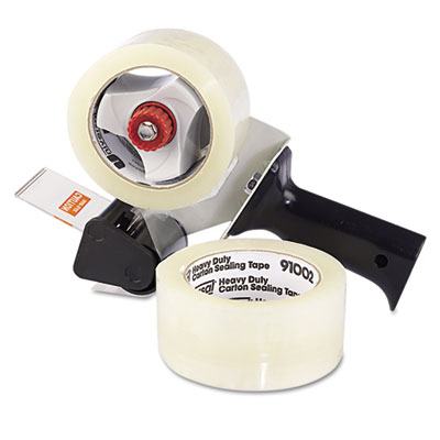 91002 Carton Sealing Tape With Pistol Grip Dispenser, 2 In. X 60 Yds, 3 In. Core, Clear, 2-box