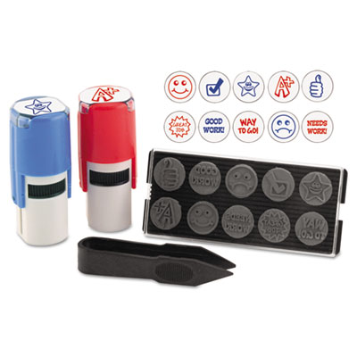 Us Stamp 4630 Stamp-ever Stamp, Self-inking With 10 Dies, .63 In., Red-black