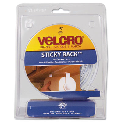 Hook Eye Adhesive 90087 Sticky-back Hook And Loop Fastener Tape With Dispenser .75 X 5 Ft. Roll White
