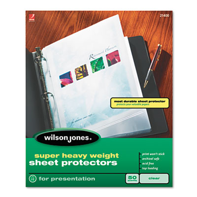 21400 Super Heavy Weight Sheet Protector, Clear, 50-box
