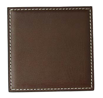 Brown Leatherette 4 In. Low Profile Square Coaster