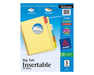 Ave11109 Avery Worksaver Big Tab Insertable