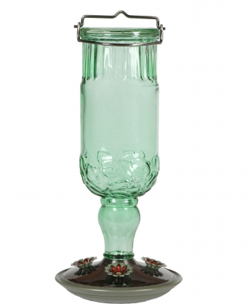 24 Oz Antique Glass Hummingbird Feeder