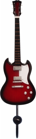 Red & Black Standard Plain Guitar Single Wallhook