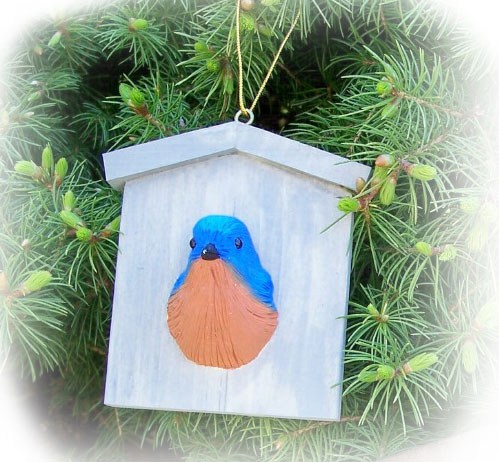 Bluebird House Ornament