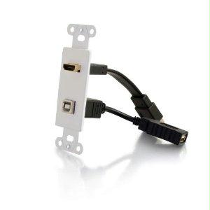 Hdmi And Usb Pass-through Decora Style Wall Plate - White -