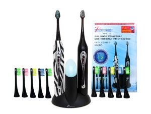 Pursonic Trading S452-BZ DELUXE Dual Handle Rechargeable Sonic Toothbrush With UV Sanitazer with BONUS 12 Brush heads