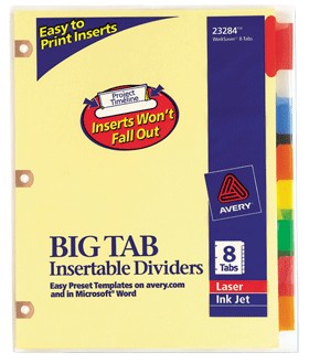 11221 Worksaver Big Tab X-wide Insertable Divider 5 Tab 8.5x11 White With Clear Tabs