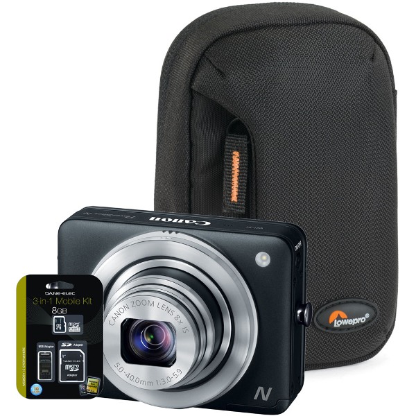 Canon 8230B014-3-KIT PowerShot N Digital Camera with Case -LP36322-0EN & 8GB Micro SD Card