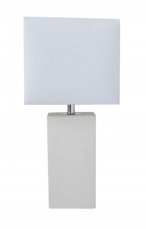 Lt1025-wht Modern White Leather Table Lamp