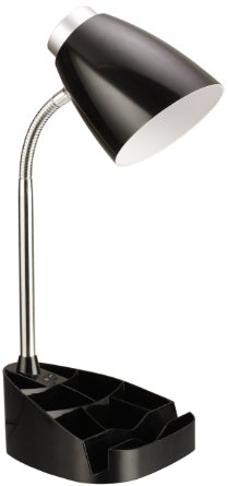 All The Rages Ld1002-blk Black Gooseneck Organizer Desk Lamp With Ipad Stand Or Book Holder
