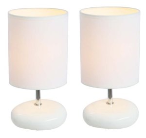 All The Rages Lt2005-wht-2pk Stonies White Small Stone Look Lamp - 2 Pack