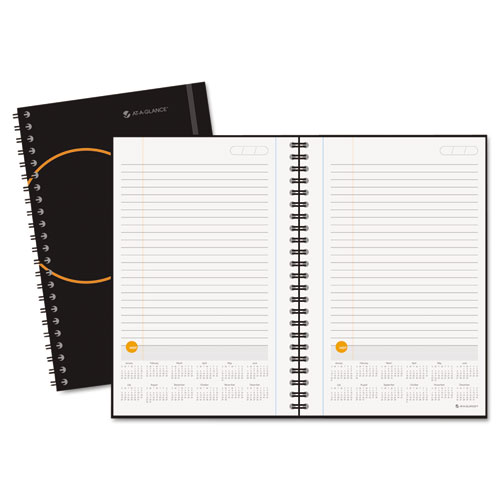 70621005 Planning Notebook With Reference Calendar, Black, 6 In. X 9 In.