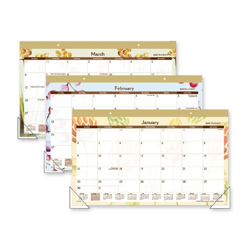 Sk91705 Watercolors Recycled Monthly Desk Pad Calendar, 17.75 X 10.88, 2014