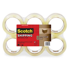 3750 Commercial Grade Packaging Tape, 1.88 In. X 54.6yds, Clear, 6 Rolls Per Pack