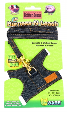 Critter Jeans Small Aniaml Harness-n-leash Small Blue 14008