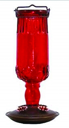 Perky-pet Antique Bottle Glass Hummingbird Feeder 24 Ounce Red 8119-2