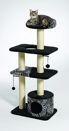 Feline Nuvo Tower Cat Furniture 22 X 15 X 51 Black-white 138t-bk