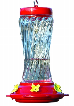 Swirl Glass Hummingbird Feeder 16 Ounce Red Na35225