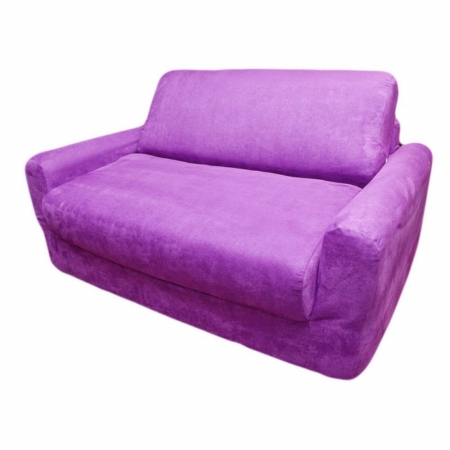11206 Purple Micro Suede Sofa Sleeper With Pillows